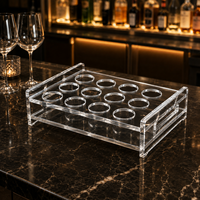 Plateau porte-gobelets en acrylique transparent avec douze emplacements circulaires pour la vente en gros aux fournisseurs de services de cocktails