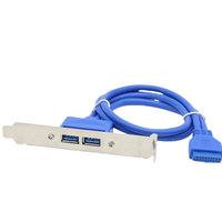Câble d'extension USB 3.0 femelle pour montage sur panneau vers carte mère 20 broches avec support et gaine en PVC pour haut-parleurs et moniteurs