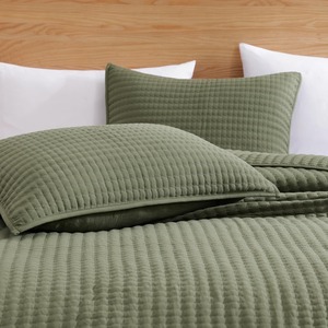 Copriletto copriletto verde muschio biancheria da letto per tutte le stagioni con 2 cuscini Shams adatti per letto, divano - Product Image 3