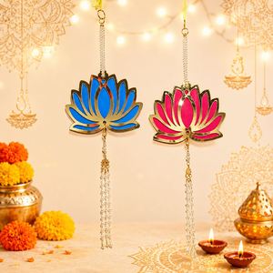 Decoración para Diwali, Adorno Colgante de Pared para Puerta, Estilo Indio, con Borlas de Loto Acrílicas, para Decoración del Hogar y Fiestas - Product Image 2