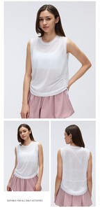 Débardeur de yoga <span class=keywords><strong>sans</strong></span> manches personnalisé avec logo pour <span class=keywords><strong>femme</strong></span>, en fil slub léger, coupe ample, idéal pour la course et le fitness en été - Product Image 4