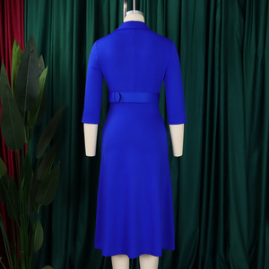 X917 abiti autunnali alla moda da donna Casual elegante <span class=keywords><strong>doppio</strong></span> <span class=keywords><strong>petto</strong></span> a tre quarti colletto da ufficio da donna <span class=keywords><strong>abito</strong></span> formale da donna - Product Image 5