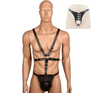 メンズボンデージチャスティパンツペニスハーネスBdsmアダルトセックス製品ストラップオンフルボディゲイレザーハーネス