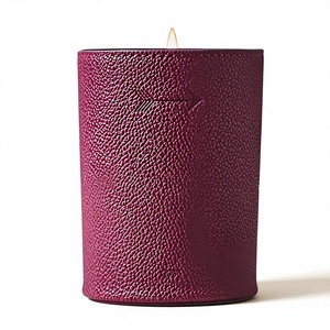 <span class=keywords><strong>Bougie</strong></span> en verre couleur cuir avec motif en relief, sans support, en cire de soja, pour aromathérapie, semi-fait main, cadeaux d'affaires - Product Image 1