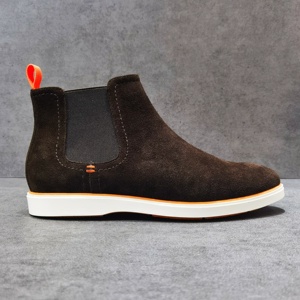 Stivali <span class=keywords><strong>Chelsea</strong></span> da Lavoro in Vera Pelle di Lusso per Uomo, Modello High-Top Personalizzato, Punta Chiusa, Traspiranti, Autunno-Inverno, in Camoscio Nero - Product Image 3