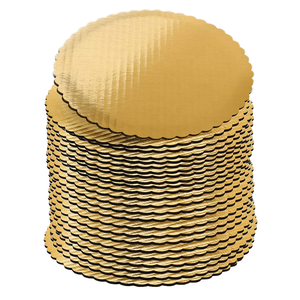 Tableros de tambor MDF blancos en relieve y bandejas de pastelería de cartón impresas en lámina de oro para ensalada de Chocolate Sushi y Pizza - Product Image 4