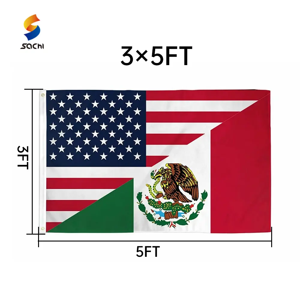 All'ingrosso tutti i paesi bandiera messicana 3x5 all'aperto divertente bandiera Premium 3x5 FT USA messico bandiera dell'amicizia per la decorazione