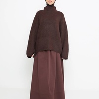 Vêtements de sport musulmans, hijab intégré, sweat-shirt islamique, vêtements de sport modestes, pull en laine ample couleur chocolat