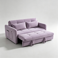 Canapé-lit pliable en velours côtelé au design élégant, option de couleur personnalisée, pour un intérieur minimaliste et chaleureux