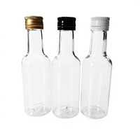 Botella Transparente de PET de Pequeña Capacidad para Bebidas, con Tapa de Aluminio de 3 Colores, para Envasado de Mini Bebidas Espirituosas, Vinagre, Salsas, Regalos y Venta al por Menor