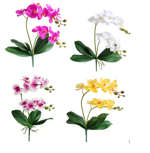 ZY2074 ZUOYI 57CM 2 rami 12 teste in lattice artificiale orchidea fiore con foglia per fiori di nozze - Product Image 1