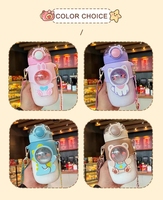 Bouteille d'eau mignonne pour enfants avec paille, gourde portable de voyage pour l'extérieur, tasse anti-fuite à motif de dessin animé, gobelet en plastique pour garçons, idéal pour le sport