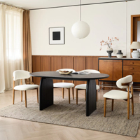 ATUNUS Moderner Minimalistischer Stil Mehrschichtige Massivholzplatte Ovaler Massivholztisch Möbel für Wohnzimmernutzung