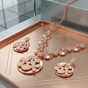 Juego de Collar y Pendientes Florales de Plata 925 con Oro Rosa Italiano, Joyería Fina para Mujer, Regalo para Boda, Compromiso o Fiesta - Product Image 5
