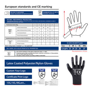4131X noir <span class=keywords><strong>Polyester</strong></span> Nylon <span class=keywords><strong>PU</strong></span> enduit gants polyuréthane paume Fit Guantes De Trabajo protection sécurité gants de travail pour l'assemblage - Product Image 6