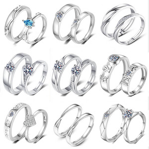 Anillos de Plata de Ley 925 para <span class=keywords><strong>Mujer</strong></span>, Anillos de Compromiso y Matrimonio para Hombre, Venta al Por Mayor - Product Image 6