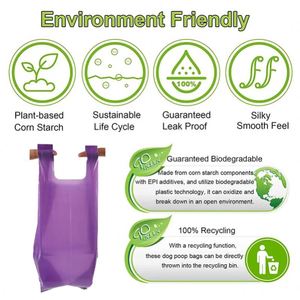Sac à déjections canines écologique en promotion avec longue poignée et attaches, biodégradable pour ramassage des excréments d'animaux - Product Image 4