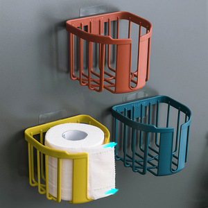 <b>Wall</b> <b>Mounted</b> Tissue Holder Rectangular No Drilling Required Bathroom Paper Storage <b>Box</b> Multi Functional Roll Holder - Product Image 1
