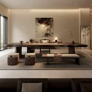 Nouvel ensemble de table à thé en bois massif de style chinois pour usage professionnel, idéal pour la préparation du thé, avec chaises pour salles de réception - Product Image 4