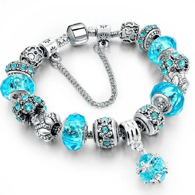Crystal Charm Armbanden Zilveren Armband Voor Vrouwen Dames Bead Gift Voor Haar