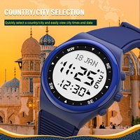 Jam Tangan Digital Islami Pria Athan Watch Alfajr AZAN, Penunjuk Kiblat, Timer, Kompas, Waktu Sholat