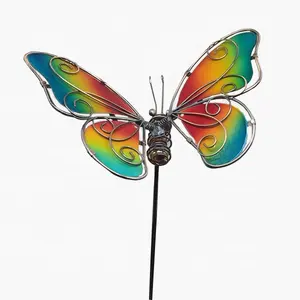 Conjunto de decoración de Metal para jardín, set de 3 unidades de mariposas en un palo, venta al por mayor