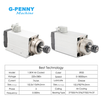Moteur de broche refroidi par air G-Penny 1,5 kW ER20 de type carré 220 V/380 V avec onduleur/VFD 1,5 kW avec/sans bride de montage