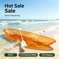 Kayak individuel transparent en PC Orange Coucher de Soleil 336cm 8mm, en polycarbonate vierge Bayer haute résistance, avec pagaie, pour lac, mer, location, CE ISO