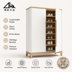 Meuble à chaussures moderne et fin en bois pour entrée, étagère de rangement gain de place pour couloir, grande capacité, organisateur de maison, unité de rangement - Product Image 1