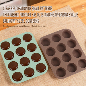Moule à gâteau en silicone gaufré, moule à muffins en silicone de qualité alimentaire antiadhésif, plaque de cuisson sans BPA / compatible four, micro-ondes et congélateur - Product Image 5