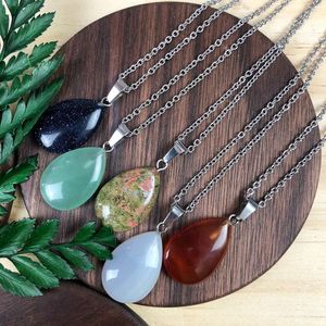 Ciondolo in Pietra Naturale Collana con Chiusura in Acciaio Inossidabile Ciondolo <span class=keywords><strong>a</strong></span> <span class=keywords><strong>Goccia</strong></span> Multicolore Regalo per Donna Ciondoli di Ametista - Product Image 1
