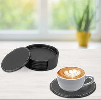 2025 cuir PU 6 pièces sous-verres de boisson tapis de tasse ronde pour la maison et la cuisine