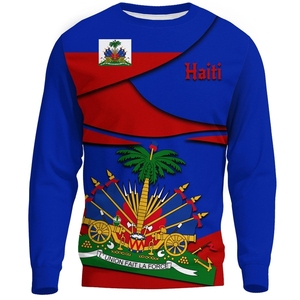 Sweats à capuche noirs hommes Haïti île drapeau haïtien Tribal imprimé graphique col rond manches longues décontracté ample sweat pulls - Product Image 2