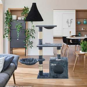 Árbol rascador moderno grande para gatos con rascador de madera, estantes de lana y sisal, casa de escalada interior para gatos, producto Meow Love - Product Image 5