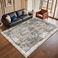 Tapis moderne à poils ras, fabriqué à la machine, motif floral, en polyester écologique, adapté aux animaux domestiques, lavable, pour salon et maison, vente en gros
