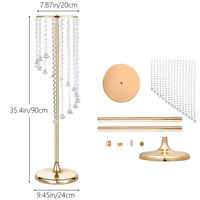 Stands Bunga Pernikahan Logam Eropa, Vas Centerpiece Meja Berhias Kristal, Pelapis Emas Perak untuk Lorong Pernikahan