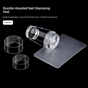 Juego de Estampadores de Uñas Retráctiles de Doble Punta Estilo Francés de Plástico Transparente con Raspadores - Product Image 4