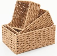 Petit panier en osier pour l'organisation, panier de rangement tissé à la main en corde de papier naturel, idéal pour la décoration de la maison