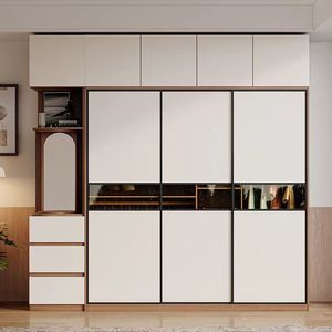 Armoire spacieuse à portes coulissantes, <span class=keywords><strong>étagère</strong></span>s latérales ouvertes, tiroirs supérieurs, écologique, autoportante, moderne, <span class=keywords><strong>pour</strong></span> <span class=keywords><strong>chambre</strong></span> à coucher - Product Image 3