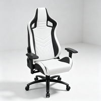 Silla de Juego de Cuero Estilo Racing, Silla de Computadora Giratoria con Respaldo Alto, Reposabrazos Ajustables, Reclinable y Ergonómica
