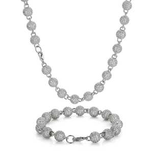 Collana Unisex con Catena da 8mm in Argento Sterling, Perline Rotonde con Micro Pavé di Diamanti, Gioiello per Feste in Materiale S925, Catena Ghiacciata per Donne - Product Image 2