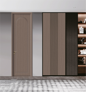 Portes intérieures modernes en PVC imperméable et MDF mélaminé avec placage bois pour hôtels, vente directe usine pour salons et cuisines - Product Image 5