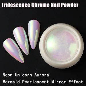 Polvo de Uñas Cromado, Pigmento de Uñas con Efecto Aurora Neón, Iridiscente, Efecto Perla de Sirena, Brillo, Maquillaje, Decoraciones para Arte de Uñas - Product Image 4