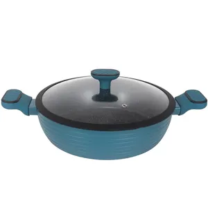 OEM Pumpkin Home Series 28cm Forged Aluminum Non-Stick Detachable Square Low Casserole with Lid Oven Safe Blue