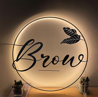 Enseigne néon ronde personnalisée en acrylique rétroéclairée pour entreprises et salons, étanche IPX6, utilisation automobile, signalétique pour bars/salons