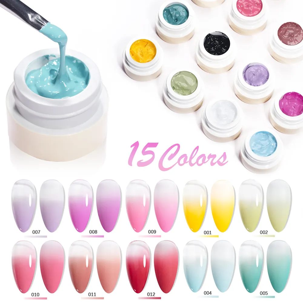 ZRKGEL 15 colori 10ml pot fornitore all'ingrosso di unghie effetto sfumato gel polish highpigment pat gel per pittura con spugna gratuita