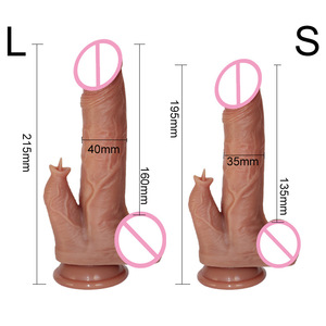Control remoto inalámbrico calefacción pene telescópico realista vibrador consolador lengua lamiendo columpio consolador para mujeres masturbación sexual - Product Image 6