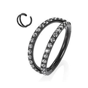 Anneau de nez en acier inoxydable, trois couches de zircone serties en canal, design géométrique, bijoux de piercing corporel pour femmes, cadeau - Product Image 2