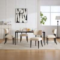 Ensemble de 4 chaises de salle à manger modernes rembourrées en tissu, style mid-century, dossier solide, meubles pour la maison