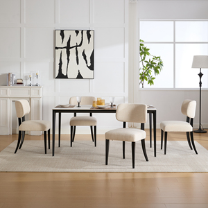 Ensemble de 4 chaises de salle à manger modernes rembourrées en tissu, style mid-century, dossier solide, meubles pour la maison - Product Image 5